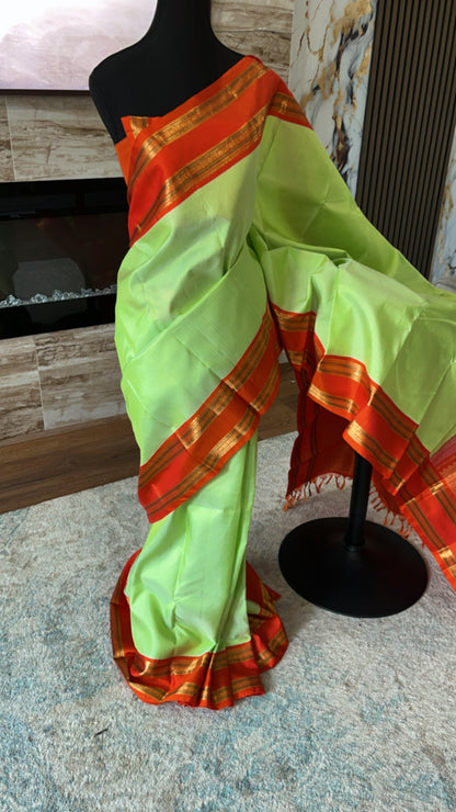 Hemavathi – Elegant Pista Green Korvai Checks Kanjeevaram saree