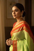 Hemavathi – Elegant Pista Green Korvai Checks Kanjeevaram saree