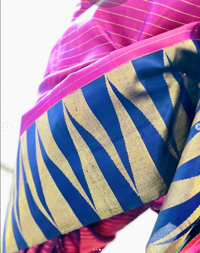 Ranjini – Oil Red & Blue 8 Kol Kanjeevaram Pure Silk Saree