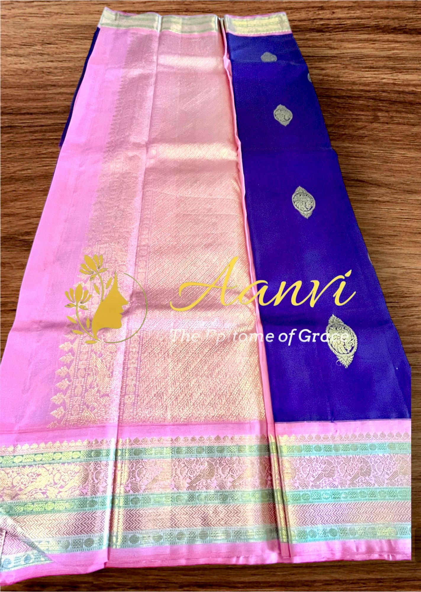 Sharvani – Traditional Korvai Kanjeevaram in Eggplant and Wild Rose with Gold Zari