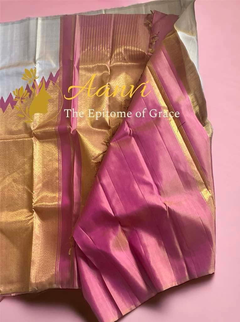 Bhavani (ಭವಾನಿ) – Beige & Golden Kanjeevaram Pure Silk Saree