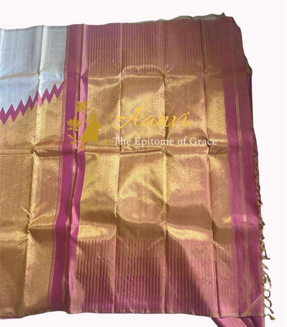 Bhavani (ಭವಾನಿ) – Beige & Golden Kanjeevaram Pure Silk Saree