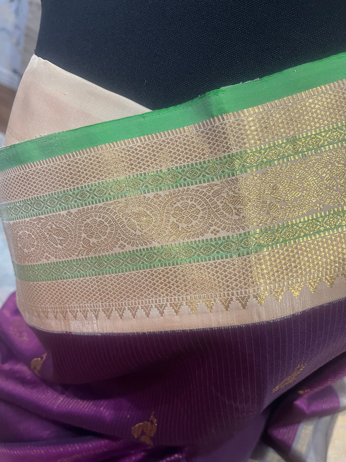 Vasundhara – Wine Red & Pearl White Kanjeevaram Pure Silk Saree