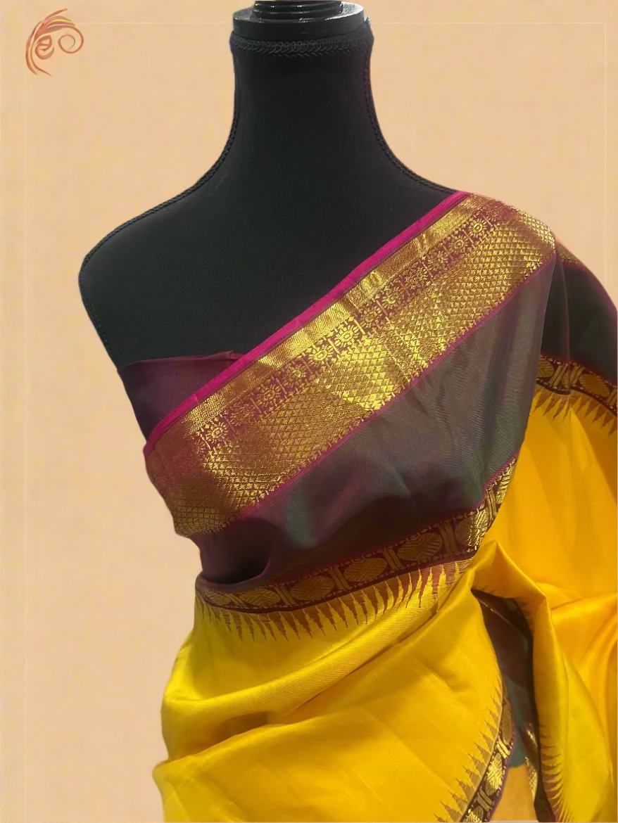 Ahalya – Yellow & Green Vairaoosi Pure Silk Saree
