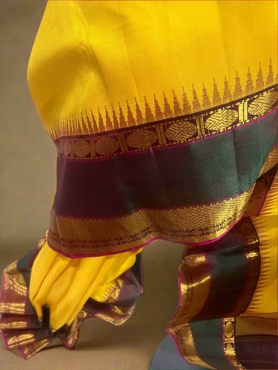 Ahalya – Yellow & Green Vairaoosi Pure Silk Saree