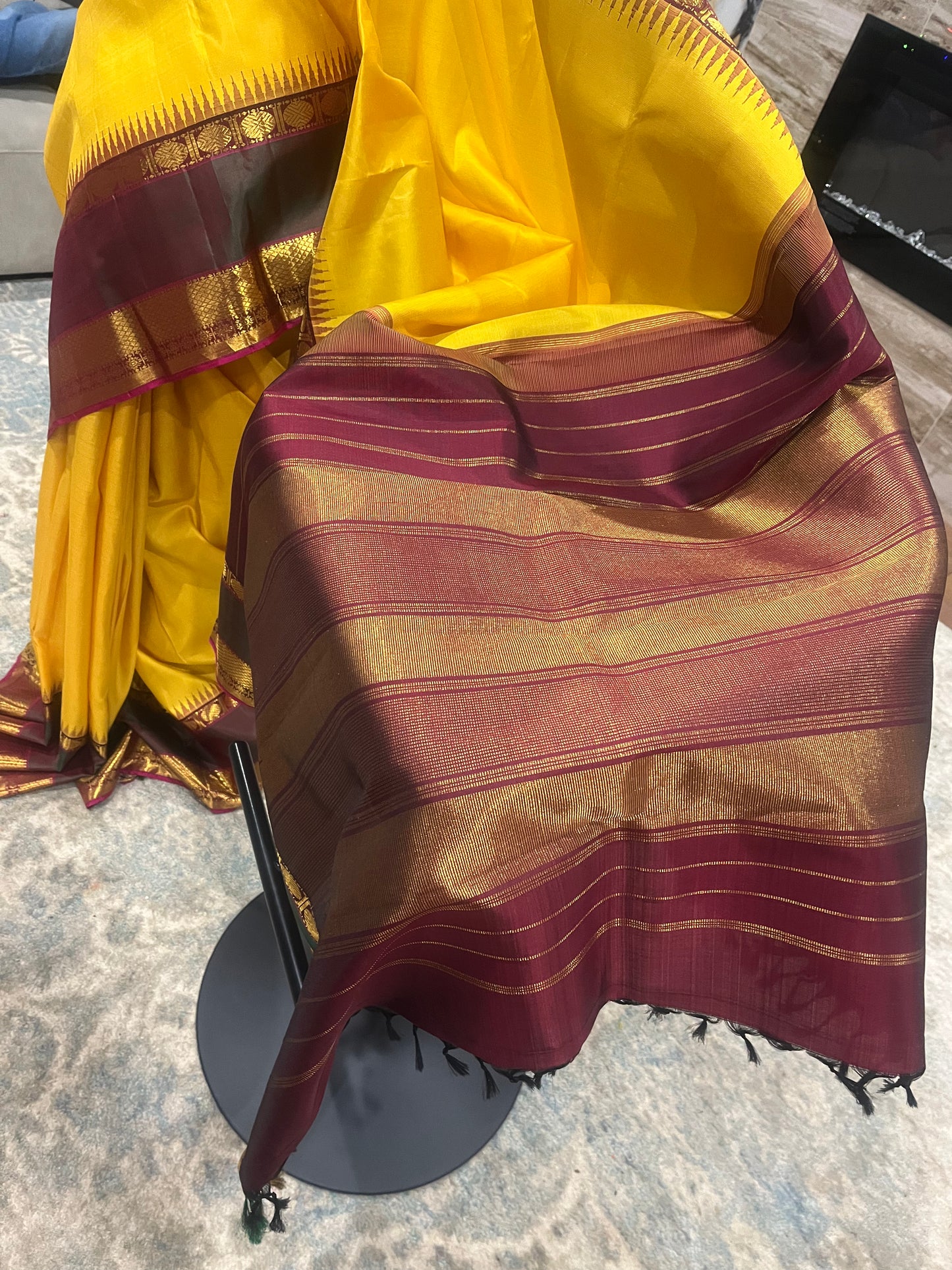 Ahalya – Yellow & Green Vairaoosi Pure Silk Saree