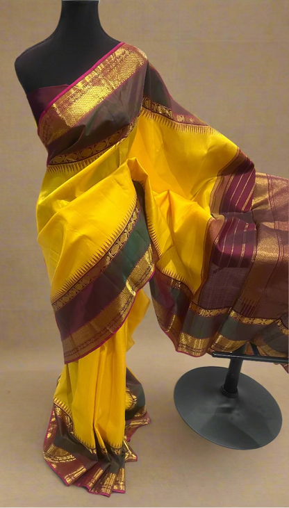 Ahalya – Yellow & Green Vairaoosi Pure Silk Saree