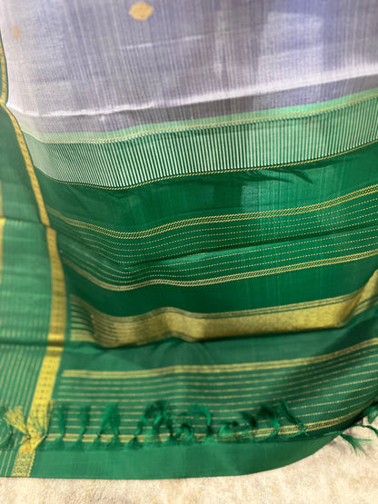 Kanjeevaram Pure Silk Saree – Handwoven Korvai Weave with 2 gm Gold Zari