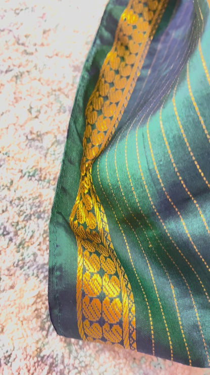 Kanjeevaram Pure Silk Saree – Handwoven Korvai Weave with 2 gm Gold Zari